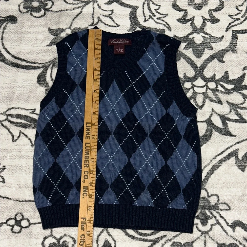 Brooks Brothers Boys‎ Argyle Sweater Vest Navy Blue Size Small